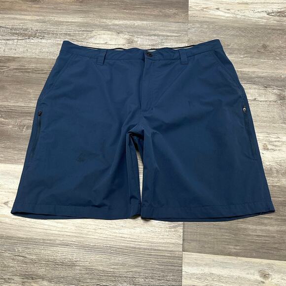 Orvis Blue Black Mens 40 Flat Front Minimalist Casual Performance Chino Shorts - Picture 1 of 12